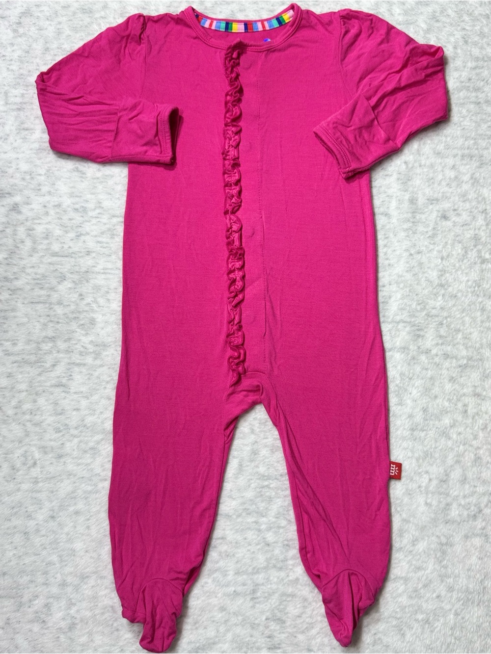 Magnetic Me Solid Hot Pink Ruffle Footie Sleeper 3-6M Baby Girl Modal Fuchsia